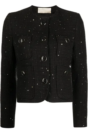 Elie saab Cropped tweed-jakke med metallisk tråd