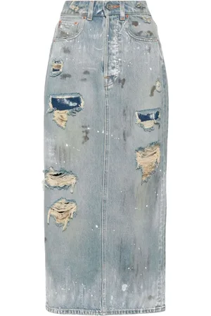 Vetements Denimskjorte med slitageeffekt