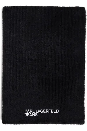 Karl Lagerfeld Plysset tørklæde med broderet logo
