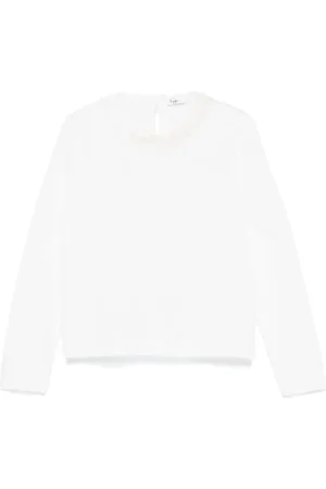 Il gufo T-shirt med flæset kant