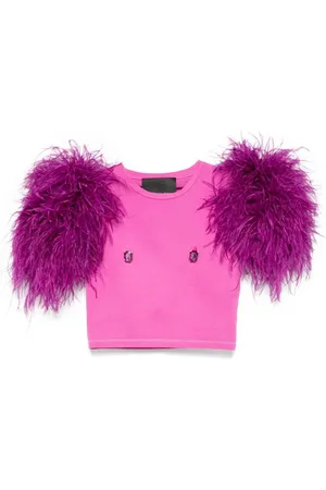LOULOU T-shirt med fjerdetalje