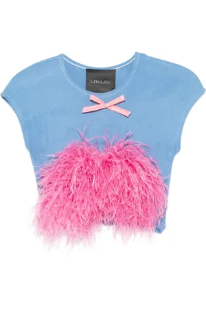 LOULOU T-shirt med fjerdetalje