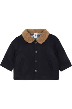 Petit Bateau Blandet jakke i uld med fleecekrave