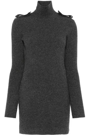 Alexander McQueen Kort ribbet kjole med rullekrave