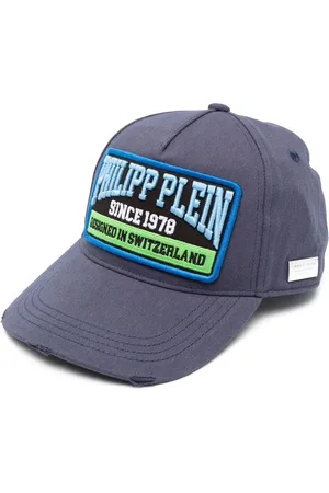 Philipp Plein Baseballkasket med logomærke og slitageeffekt