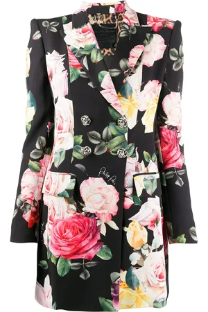 Philipp Plein Blomstret dobbeltradet blazer