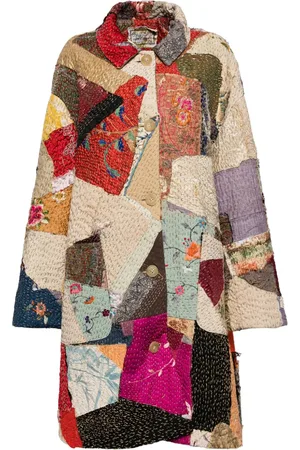 BY WALID Frakke med blomstret broderi og patchwork