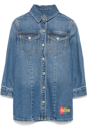 Moschino Kjole i denim med bamsebroderi