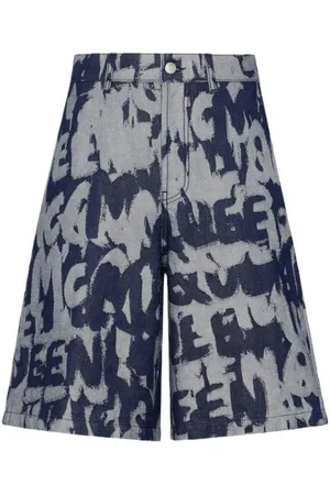 Alexander McQueen Denimshorts med graffiti-tryk