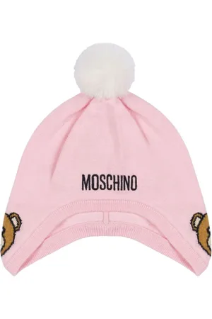 Moschino Hue med bamse-motiv og pompon