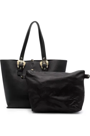 VERSACE Tote i læder med logospænde