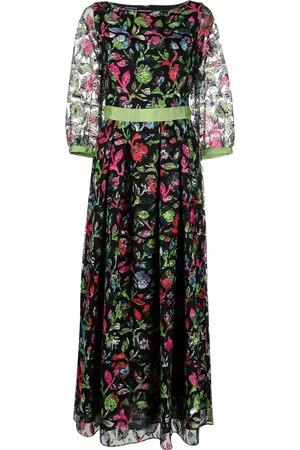 Emporio Armani Kjole med blomstret broderi og gennemsigtige ærmer
