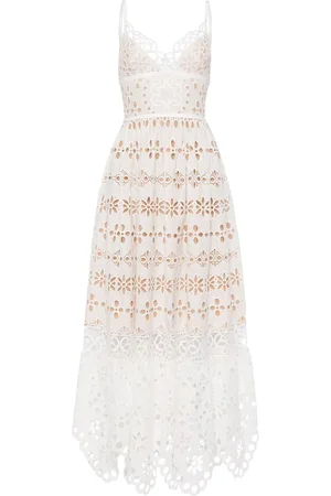 Elie saab Lang kjole med broderi og V-hals
