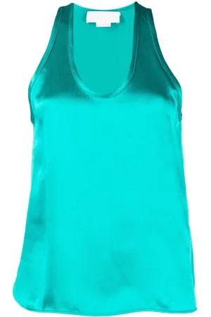 GENNY Tanktop i satin med dyb halsudskæring