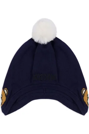 Moschino Hue med bamse-motiv og pompon