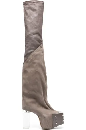Rick Owens Flared 120mm støvler i læder med plateausål