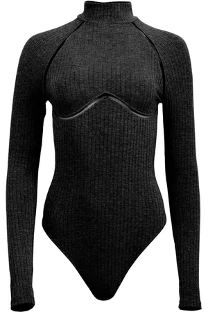 FLEUR DU MAL Ribbet bodysuit med gitterdetalje