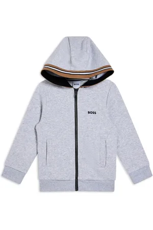 HUGO BOSS Hættetrøje med stribedetalje og lynlås
