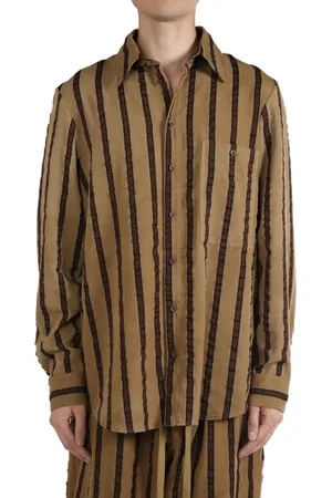 UMA WANG Striped tab shirt