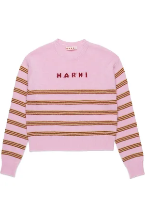 Marni Intarsiastrikket trøje med striber og logo