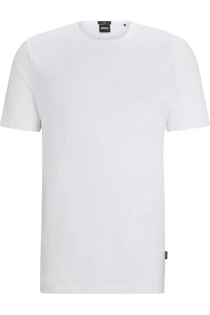 HUGO BOSS T-shirt i hør med rund hals