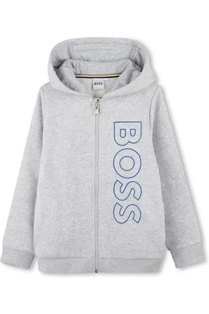 HUGO BOSS Hættetrøje med logotryk og lynlås
