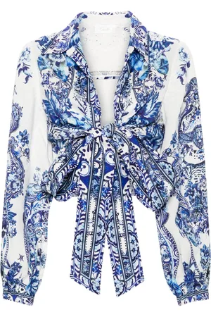 Camilla Cropped skjorte med Glaze And Graze-tryk