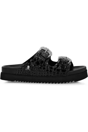 Philipp Plein Lædersandaler med krokodilleeffekt
