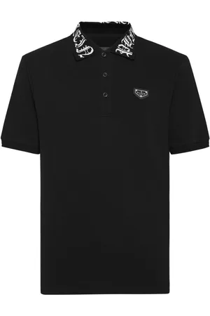 Philipp Plein Polo i piqué med gotisk tryk