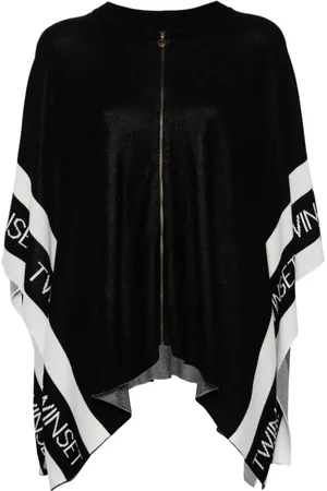 Twin-Set Poncho i jacquard med logo