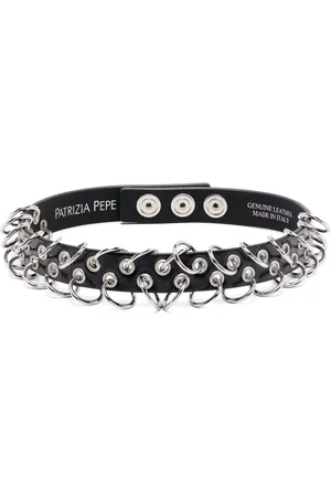 Patrizia Pepe Choker-halskæde i læder med piercing