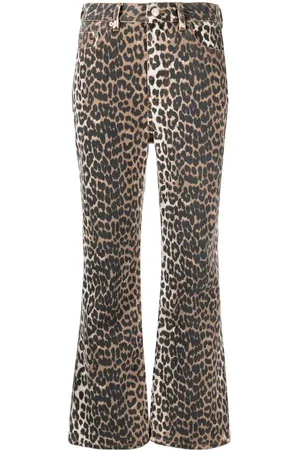 Ganni Cropped Betzy jeans med leopardtryk