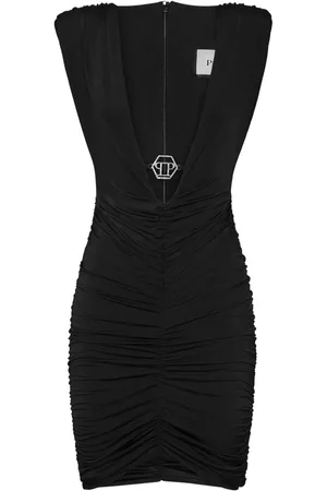 Philipp Plein Kort kjole med ruchedetaljer