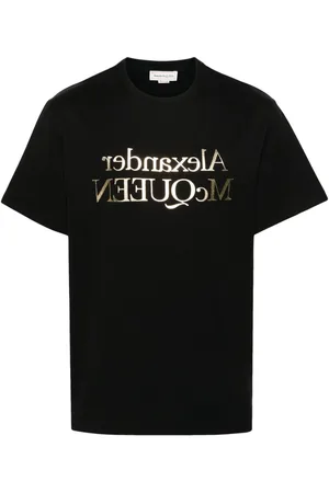 Alexander McQueen T-shirt i bomuld med refleksivt logotryk