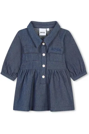 HUGO BOSS Plisseret kjole med logobroderi