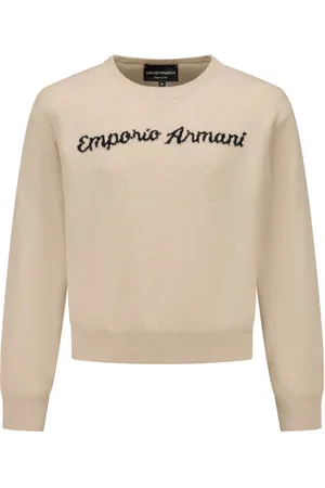 Emporio Armani Intarsiastrikket trøje med logo