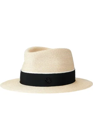 Le Mont St Michel Andre fedora-hat i strå med logoplade
