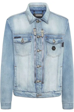 Philipp Plein Denimjakke med krystallogo