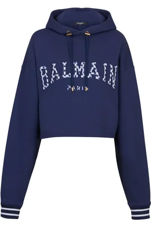 Balmain Gingham-ternet Paris hættetrøje