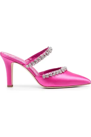 Manolo Blahnik Vedadamu 80mm mules med krystaludsmykning