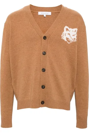 Maison Kitsuné Intarsiastrikket cardigan med rævehoved