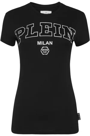 Philipp Plein T-shirt med rhinstensudmykket logo