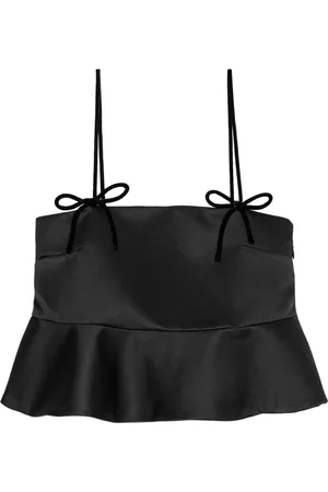Ganni Cropped satin med peplum-kant