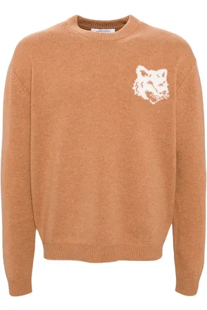 Maison Kitsuné Intarsia-strikket trøje med rævehoved