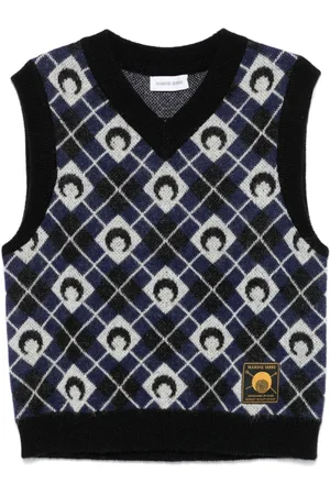 Marine Serre Moon Argyle vest i strik