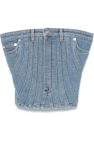MUGLER Spiral bustier i denim