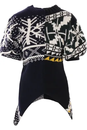 SACAI Kortærmet sweater med patchwork