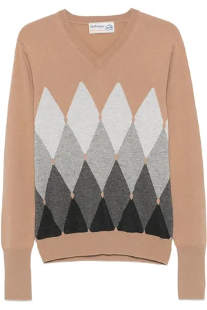 BALLANTYNE Sweater med V-hals og diamantmønster