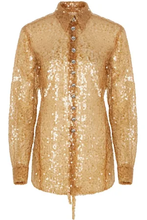 Paco rabanne Skjorte i silke med paillet-broderi