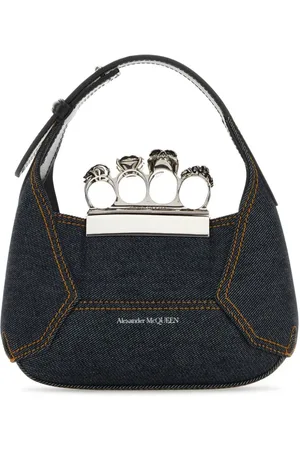 Alexander McQueen Lille The Jewelled Hobo tote i denim